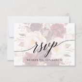 Carte de réponse RSVP de menu floral calligraphié (Devant)