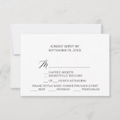 Carte de réponse RSVP de menu floral calligraphié (Dos)