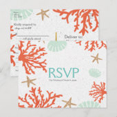 Carte de réponse RSVP de récif de corail de plage  (Devant / Derrière)