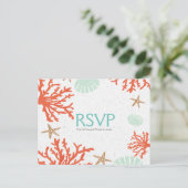 Carte de réponse RSVP de récif de corail de plage  (Debout devant)