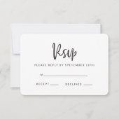 Carte de réponse rsvp de script géométrique. (Devant)