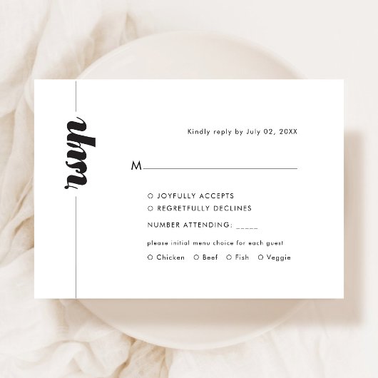 Carte de réponse RSVP de typographie en gras