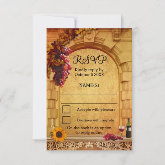 Carte de réponse RSVP de vignoble ou de cave à vin (Devant)