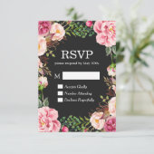 Carte de réponse RSVP Décor Floral Magnifique (Debout devant)