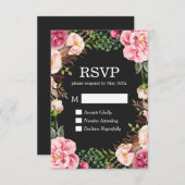 Carte de réponse RSVP Décor Floral Magnifique (Devant / Derrière)