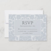 Carte de réponse RSVP délicate en dentelle bleu po (Devant)