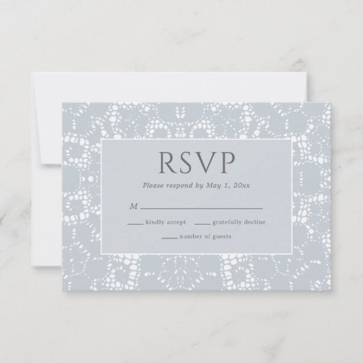 Carte de réponse RSVP délicate en dentelle poussié (Devant)