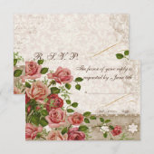 Carte de réponse RSVP - Dentelle Vintage du Rose d (Devant / Derrière)