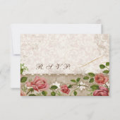 Carte de réponse RSVP - Dentelle Vintage du Rose d (Dos)