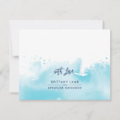 CARTE DE RÉPONSE RSVP design aqua bleu aquarelle (Dos)