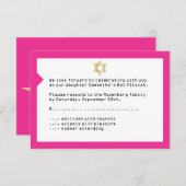 Carte de réponse RSVP du Bat mitzvah de billets de (Devant / Derrière)