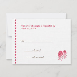 Carte de réponse RSVP du boîtier mariage dahlia ro