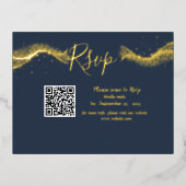 Carte de réponse rsvp du code Qr bleu de la Marine (Recto)