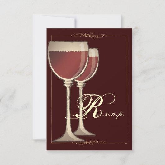 Carte de réponse RSVP du parti à thème du vin élég (Devant)