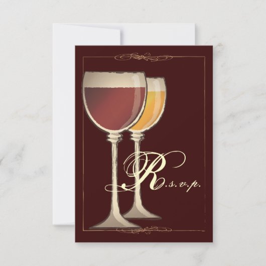 Carte de réponse RSVP du parti à thème du vin élég (Devant)