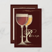 Carte de réponse RSVP du parti à thème du vin élég (Devant / Derrière)