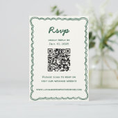 Carte de réponse RSVP écrite à la main rétro vert (Debout devant)