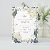 Carte de réponse RSVP Elegant Blue Watercolor Flow (Debout devant)