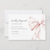 Carte de réponse RSVP Elegant Bow Rose (Devant)