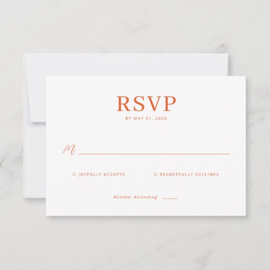 Carte de réponse RSVP Elegant Coral (Devant)