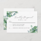 Carte de réponse RSVP Elegant Greenery Eucalyptus (Devant / Derrière)