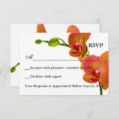 Carte de réponse RSVP Elegant Orange Orchids (Devant / Derrière)