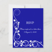 Carte de réponse / RSVP Elegant Royal Blue White S (Devant)