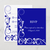 Carte de réponse / RSVP Elegant Royal Blue White S (Devant / Derrière)