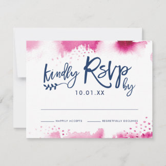 CARTE DE RÉPONSE RSVP élégante aquarelle rose fonc