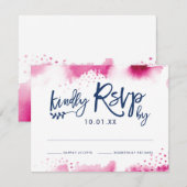 CARTE DE RÉPONSE RSVP élégante aquarelle rose fonc (Devant / Derrière)