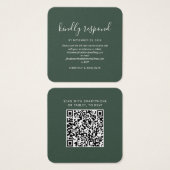 Carte de réponse RSVP élégante avec code QR pour m (Devant & derrière)