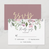 Carte de réponse RSVP élégante avec jardin de rose (Devant / Derrière)