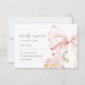 Carte de réponse RSVP élégante avec un nœud rose F (Devant)