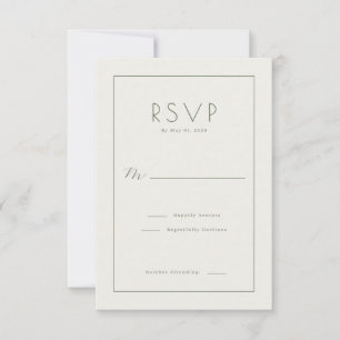 Carte de réponse RSVP élégante couleur blanc cassé