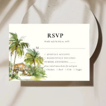 Carte de réponse RSVP élégante de destination trop