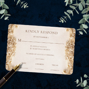 Carte de réponse RSVP élégante et ornée de fleurs 