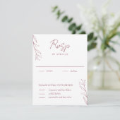 Carte de réponse RSVP Élégante Minimaliste Botaniq (Debout devant)