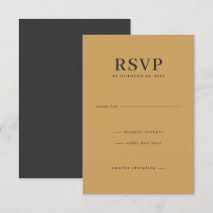 Carte de réponse RSVP élégante noire et jaune