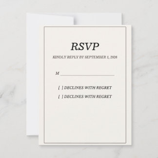 Carte de réponse RSVP élégante pour mariage Old Mo