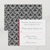 Carte de réponse RSVP en damas noir, blanc et roug (Devant / Derrière)