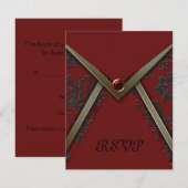 Carte de réponse RSVP en damas rouge et noir avec (Devant / Derrière)