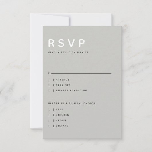 Carte de réponse RSVP en majuscules éditoriales gr (Devant)