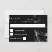 Carte de réponse RSVP en marbre noir (Devant)