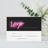 Carte de réponse RSVP en noir et rose (Debout devant)