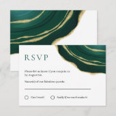 Carte de réponse RSVP en or avec pierre précieuse (Devant / Derrière)