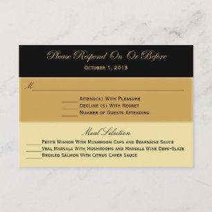 Carte de réponse RSVP en or noir et Tan