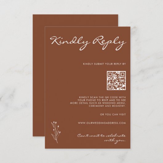 Carte de réponse RSVP en terre cuite à motif moder (Devant / Derrière)