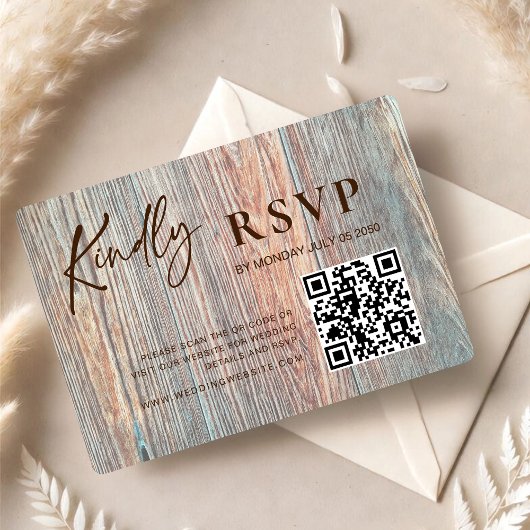 Carte de réponse RSVP en tranche de bois rustique