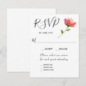 Carte de réponse RSVP entrée 3 Rose Floral Élégant (Devant / Derrière)