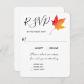 Carte de réponse RSVP Entrée Automne Feuille 3 (Devant / Derrière)